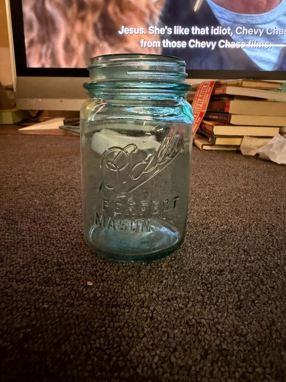 Ball Perfect Mason Vintage Blue Glass Canning Jar